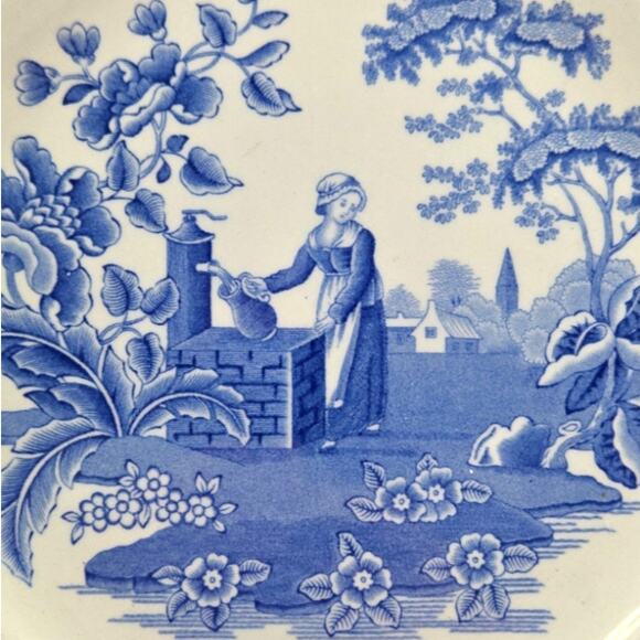 Spode | 2 Blue Room Sutherland Collection "Girl at Well" Plates | Size 9.5x9.5 - Picture 5 of 7